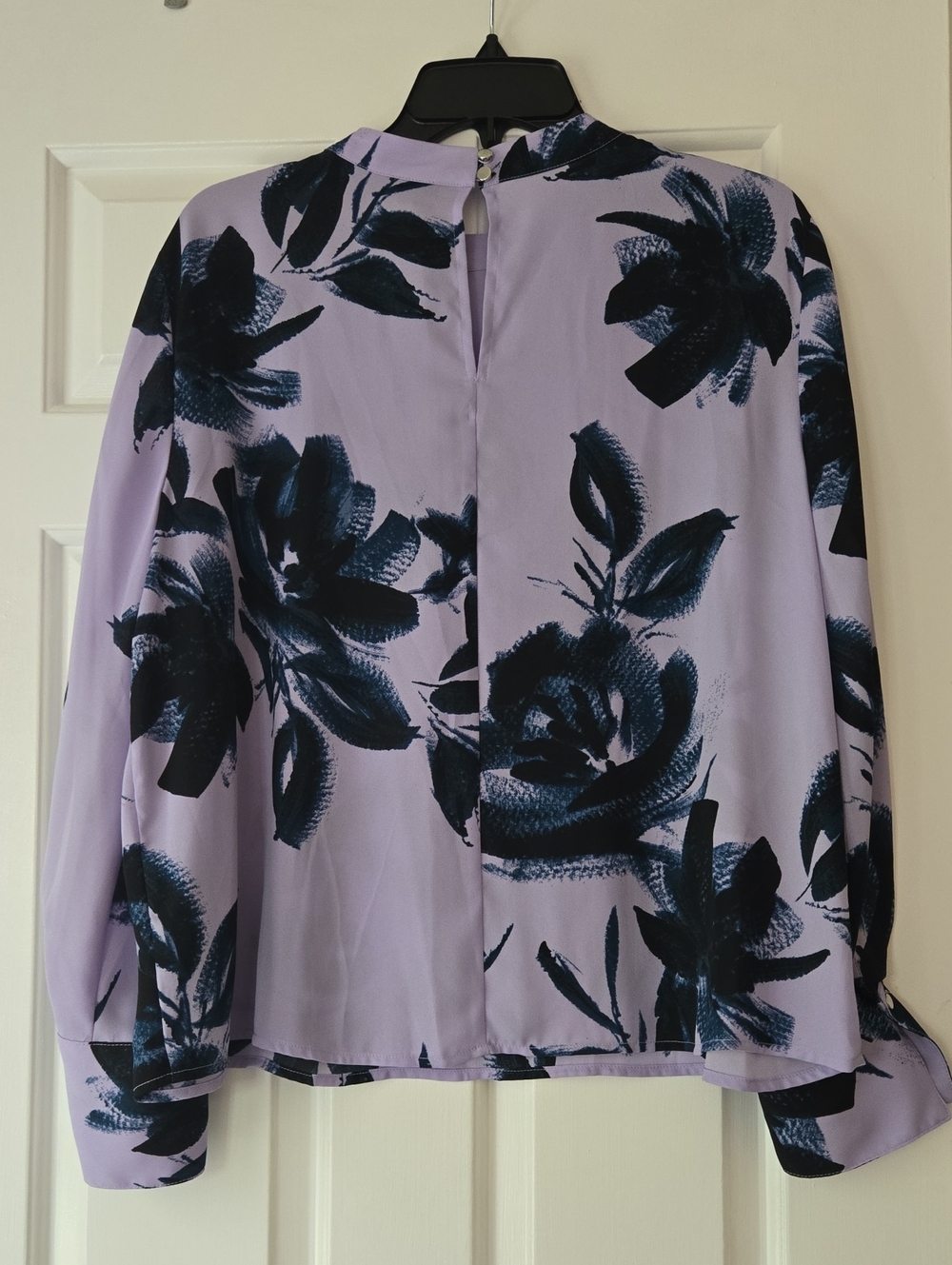 Worthington Petite Large Lavender Floral Blouse Women's Long Sleeve - Picture 12 of 13